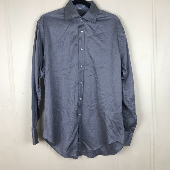 Thomas Dean Other - Thoms Dean  Blue Herringbone Button Down Short S L